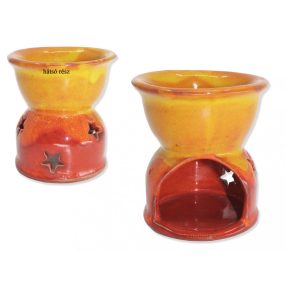   4. Aromalámpa kerámia, sárga piros, különféle mintával, illatos olajhoz 8,5 cm