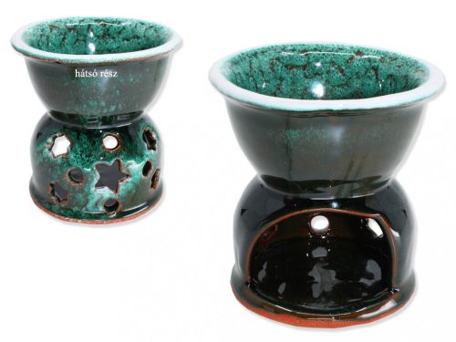 5. Aromalámpa kerámia, zöld, különféle mintával, illatos olajhoz 8,5 cm