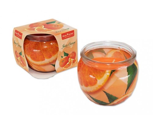 Illatmécses  narancs, üvegpohárban