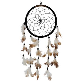   Álomfogó (álomőrző, álomcsapda) 16,5 cm sötétbarna, tollas