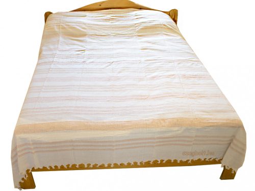 Ágytakaró csíkos, szőttes, fehér világos barna (1,14kg) 220 x 250 cm