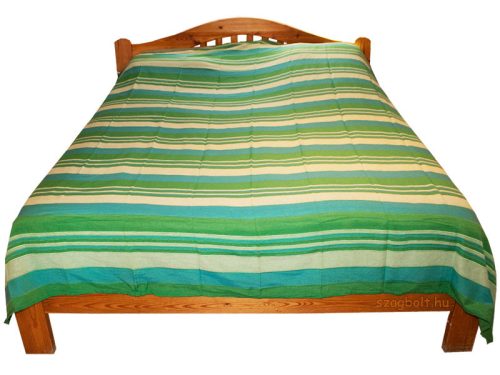 Ágytakaró csíkos, szőttes, zöld-kékeszöld (0,99 kg) 220 x 250cm