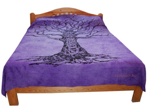 Ágytakaró, életfa, batikolt lila 210 x 240 cm (0,66 kg)