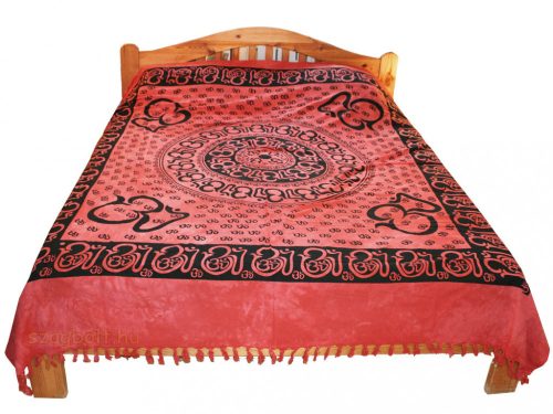 Ágytakaró, Om , batikolt tégla vörös 210 x 240 cm (0,98 kg)