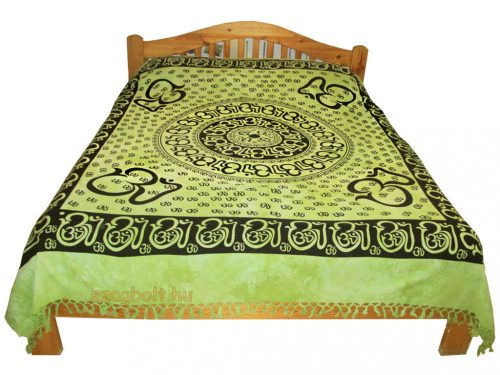Ágytakaró, Om , batikolt világos zöld  210 x 240 cm (0,99 kg)