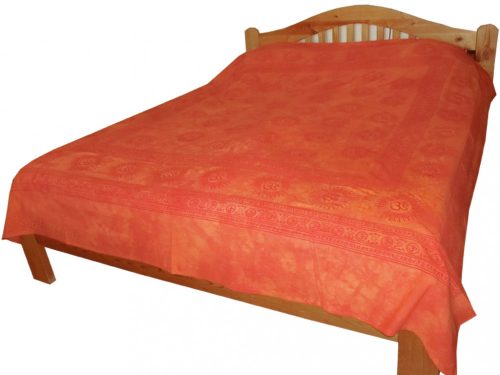 Ágytakaró, Om, batikolt téglavörös, piros  210 x 240 cm