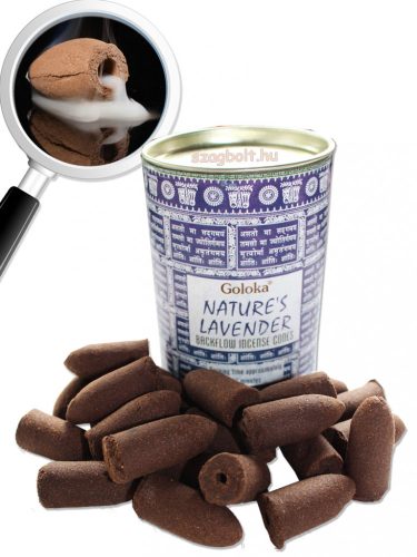 Kúp visszafolyó-backflow füstölő, Természetes Levendula- Lavender Goloka 24db-os