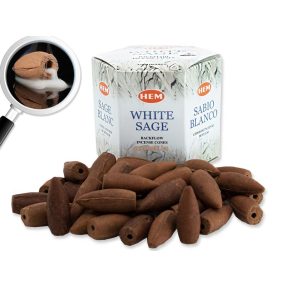   Kúp visszafolyó-backflow füstölő, Hem Fehér Zsálya-White Sage 40 db-os