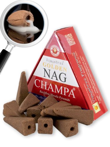  Kúp visszafolyó-backflow füstölő, Nag Champa /Nag Champa/ Vijayshree Golden 10 db-os