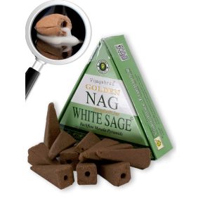    Kúp visszafolyó-backflow füstölő, Fehér zsálya /Golden Nag White Sage/Vijayshree 10 db-os