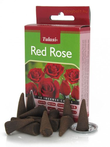 Kúp füstölő Vörös Rózsa /Red Rose/ Tulasi 15 db-os
