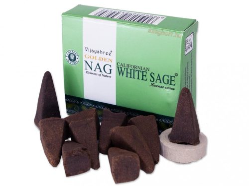 Kúp füstölő Kaliforniai Fehér Zsálya /Golden Nag Californian White Sage/ Vijayshree 10 db-os