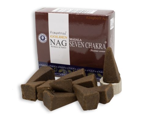 Kúp füstölő Vijayshree, 7 Csakra- Golden Nag Seven Chakra masala 10 db-os 