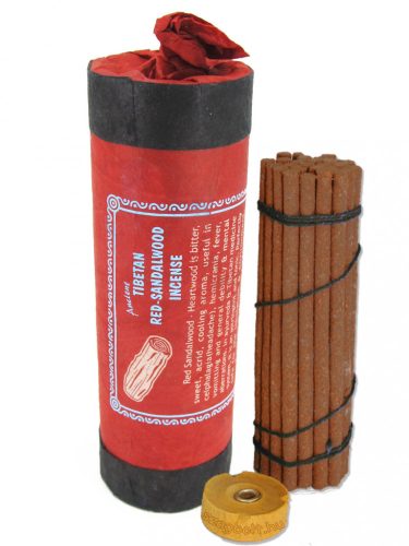 Tibeti Vörös-Szantálfa/Red-Sandalwood/ hengeres 30 szálas füstölő, tartóval 11cm