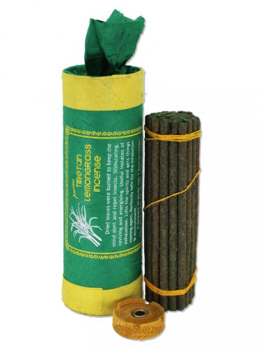 Tibeti Citromfű (Tibetan Lemongrass) hengeres 30 szálas füstölő, tartóval 11 cm