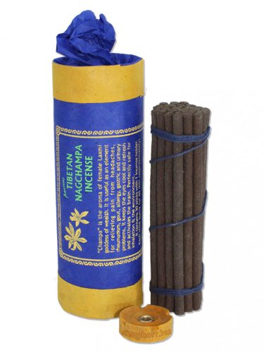 Tibeti Nag Champa hengeres 30 szálas füstölő, tartóval, 11 cm