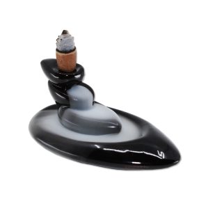   Visszafolyó - Backflow kúp füstölőtartó kerámia, kis kövek 10,5 cm