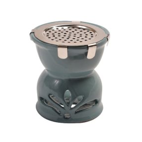   Tömjén-Mirha gyanta, füstölő-égető, kerámia, különféle mintával, türkizkék 9 cm