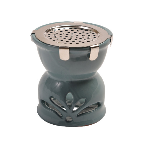 Tömjén-Mirha gyanta, füstölő-égető, kerámia, különféle mintával, türkizkék 9 cm