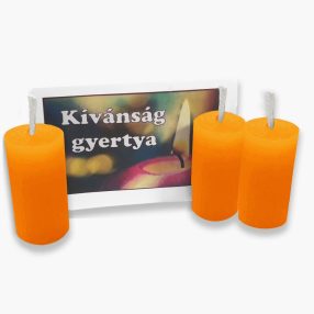   Kívánság Gyertya, narancssárga szerencse, vonzás, vitalitás, szexualitás, biztonság, tudás 4 cm