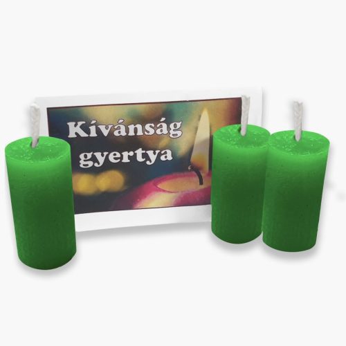 Kívánság Gyertya, zöld gyógyítás, nyugalom, termékenység, bőség, remény, föld 4 cm